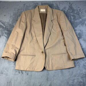 Vintage Pendleton Blazer Womens 16 Tan Wool Single Button Made USA Classic 90s